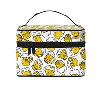 Birra retrò dei cartoni animati, Borsa per il trucco Borsa per cosmetici Borsa da toilette da viaggio portatile Astuccio per matite Astuccio da toilette