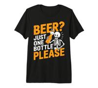 Birra? Solo Una Bottiglia, per Favore, Funny Beer Drinking Skeleton Maglietta Premium