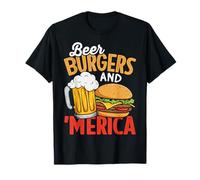 birre hamburger e merica Perfetto per il 4 luglio, Memorial D Maglietta