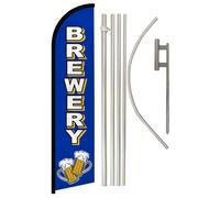 Birrificazione Pubblicità Windless Banner Bandiera & 4.9m Asta Kit / Terra Punta