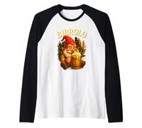 Birrolo Gnomo della Birra Design Umoristico Divertente Maglia con Maniche Raglan