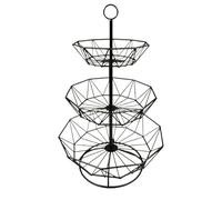 Birtern Cesto di frutta, 3 ripiani in metallo, supporto per frutta da pavimento, ripiano rimovibile per verdure, cestino portaoggetti multifunzionale per frutta, verdura, torte e snack