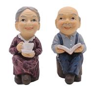 Birtern Coppia di anziani personaggi di coppia d'amore scultura, nonna e nonno figure in resina, statuette per torta dei nonni, statuetta dei genitori, statuetta della scultura del desktop ornamento