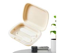 Birtern Custodia per paradenti | Custodie sottili inodore con cerniera coperchio | Custodia portatile per protesi dentarie strumento di rimozione per guardie notturne e da viaggio, Bianco latte,