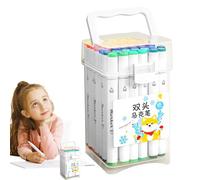 Birtern Pennarelli artistici a doppia punta in acrilico, per lavori artigianali, ad asciugatura rapida, 48 colori per schizzi, diari, illustrazioni, scrapbooking