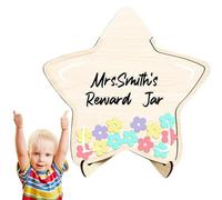 Birtern Star Jar - di ricompensa in legno, attraente grafico del comportamento a forma di stella, barattolo di ricompensa per motivare la responsabilità dei bambini