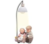 Birtern Statua in resina, statua di vita vecchiaia, intagliata a mano, decorazione commovente con gatto che abbraccia con luce soffusa, per camera da, scrivania, casa e famiglia