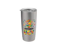 Birthday Boy 3 Anno Vecchio 3 ° compleanno blocco edificio mattone Bicchiere termico in acciaio inox doppia parete