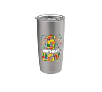 Birthday Boy 6 anni 6th Birthday Block Building Brick Bicchiere termico in acciaio inox doppia parete