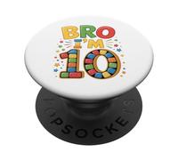 Birthday Boy Bro I'm 10 Year Old Building Blocks Mattone PopSockets PopGrip Adesivo