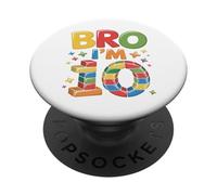 Birthday Boy Bro I'm 10 Year Old Building Blocks Mattone PopSockets PopGrip Adesivo