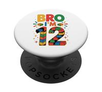 Birthday Boy Bro I'm 12 Year Old Building Blocks Mattone PopSockets PopGrip Adesivo