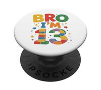 Birthday Boy Bro I'm 13 Year Old Building Blocks Mattone PopSockets PopGrip Adesivo