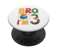 Birthday Boy Bro I'm 3 Year Old Building Blocks Mattone PopSockets PopGrip Adesivo