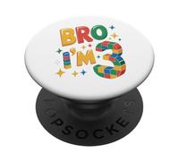 Birthday Boy Bro I'm 3 Year Old Building Blocks Mattone PopSockets PopGrip Adesivo