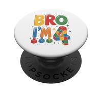 Birthday Boy Bro I'm 4 Year Old Building Blocks Mattone PopSockets PopGrip Adesivo