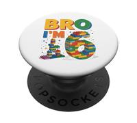 Birthday Boy Bro I'm 6 Year Old Building Blocks Mattone PopSockets PopGrip Adesivo