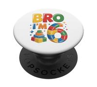 Birthday Boy Bro I'm 6 Year Old Building Blocks Mattone PopSockets PopGrip Adesivo