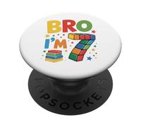 Birthday Boy Bro I'm 7 Year Old Building Blocks Mattone PopSockets PopGrip Adesivo