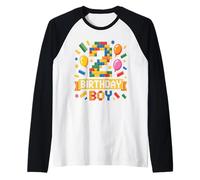 Birthday Boy Builder Bro I'm 2 Year Old Building Blocks Maglia con Maniche Raglan