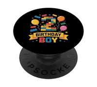 Birthday Boy Builder Bro I'm 2 Year Old Building Blocks PopSockets PopGrip Adesivo