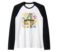 Birthday Boy Builder Bro I'm 4 Year Old Building Blocks Maglia con Maniche Raglan