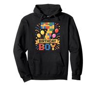 Birthday Boy Builder Bro I'm 7 Year Old Building Blocks Felpa con Cappuccio