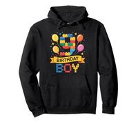 Birthday Boy Builder Bro I'm 9 Year Old Building Blocks Felpa con Cappuccio