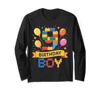 Birthday Boy Builder Bro I'm 9 Year Old Building Blocks Maglia a Manica