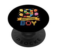 Birthday Boy Builder Bro I'm 9 Year Old Building Blocks PopSockets PopGrip Adesivo