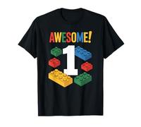 Birthday Boy Building Blocks Mattone Theme Party 1° Compleanno Maglietta