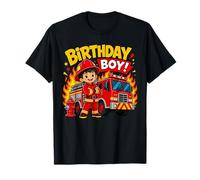 Birthday Boy Firefighter Fire Truck Themed Party Kids Maglietta