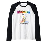Birthday Boy lascia festeggiare divertente insetto con occhiali da sole e cappello Maglia con Maniche Raglan
