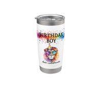 Birthday Boy Lets Celebrate Cool Lion con occhiali da sole e cappello Bicchiere termico in acciaio inox doppia parete