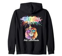 Birthday Boy Lets Celebrate Cool Lion con occhiali da sole e cappello Felpa con Cappuccio