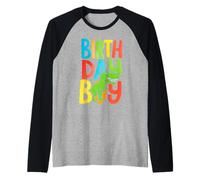 Birthday, Boy T Rex Dinosaur Kids, Party, Animal, Fun Design Maglia con Maniche Raglan