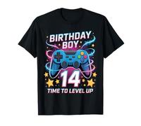 Birthday Boy Time To Level Up Gamer Videogioco 14 Anni Maglietta