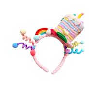 Birthday Cake Headband - Fabric Wire | Twistable Adjustable Headdress Photography Hair Clip | Creative Novel Party Star Accessory for Girls Ladies Mothers Festive Events