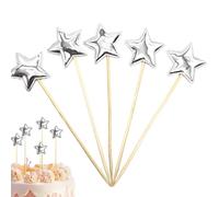 Birthday Cake Toppers For Girls,5X Star Cupcake Picks - Cupcake Pentagram Decor Stake Baking Food Decor Deliver Blessings