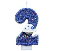 Birthday Candles Numbers - Space Theme Birthday Cake Number Candles, 1 Piece Astronaut Galaxy Topper For Cakes, Blue Wax Accessory, Party Gear, Candle For Friends And Family Events