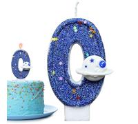 Birthday Candles Numbers - Space Theme Birthday Cake Number Candles, 1 Piece Astronaut Galaxy Topper For Cakes, Blue Wax Accessory, Party Gear, Candle For Friends And Family Events