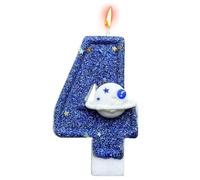 Birthday Candles Numbers - Space Theme Birthday Cake Number Candles, 1 Piece Astronaut Galaxy Topper For Cakes, Blue Wax Accessory, Party Gear, Candle For Friends And Family Events