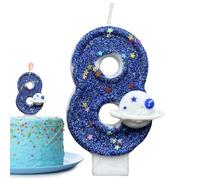 Birthday Candles Numbers - Space Theme Birthday Cake Number Candles, 1 Piece Astronaut Galaxy Topper For Cakes, Blue Wax Accessory, Party Gear, Candle For Friends And Family Events