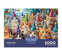 Birthday Cats Puzzle 1000 Pezzi Per Adulti E Bambini Confezione Di Alta Qualità Intelligente Cats in Party Hats Splendido Puzzle Regalo Creativo Per Il Relax 38x26cm/1000pcs