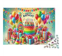 Birthday Celebration 1000 Piece for Adults & Kids: Birthday Cake And Balloons Fun Present & Activity for Home & Wall Decor 38x26cm/1000pcs