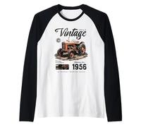 Birthday Farmer Vintage Tractor Born nel 1956 Maglia con Maniche Raglan