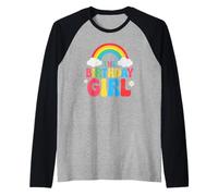 Birthday Girl 2nd 3rd 4th 5th 6th 7th 8th 9th Girls Rainbow Maglia con Maniche Raglan