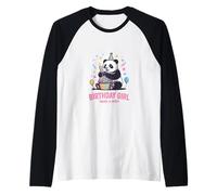 Birthday Girl Design Panda Cupcake Esprimi Un Desiderio Maglia con Maniche Raglan
