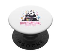 Birthday Girl Design Panda Cupcake Esprimi un desiderio PopSockets PopGrip Adesivo