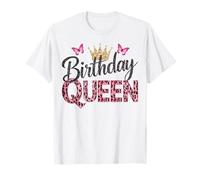 Birthday Queen, corona di leopardo rosa, ghepardo, farfalla, 30, 40, 50 Maglietta